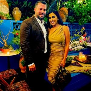 Two-piece tan date night outfit